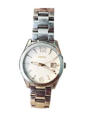 Fossil Silver Stainless Steel Women's Watch with White Dial